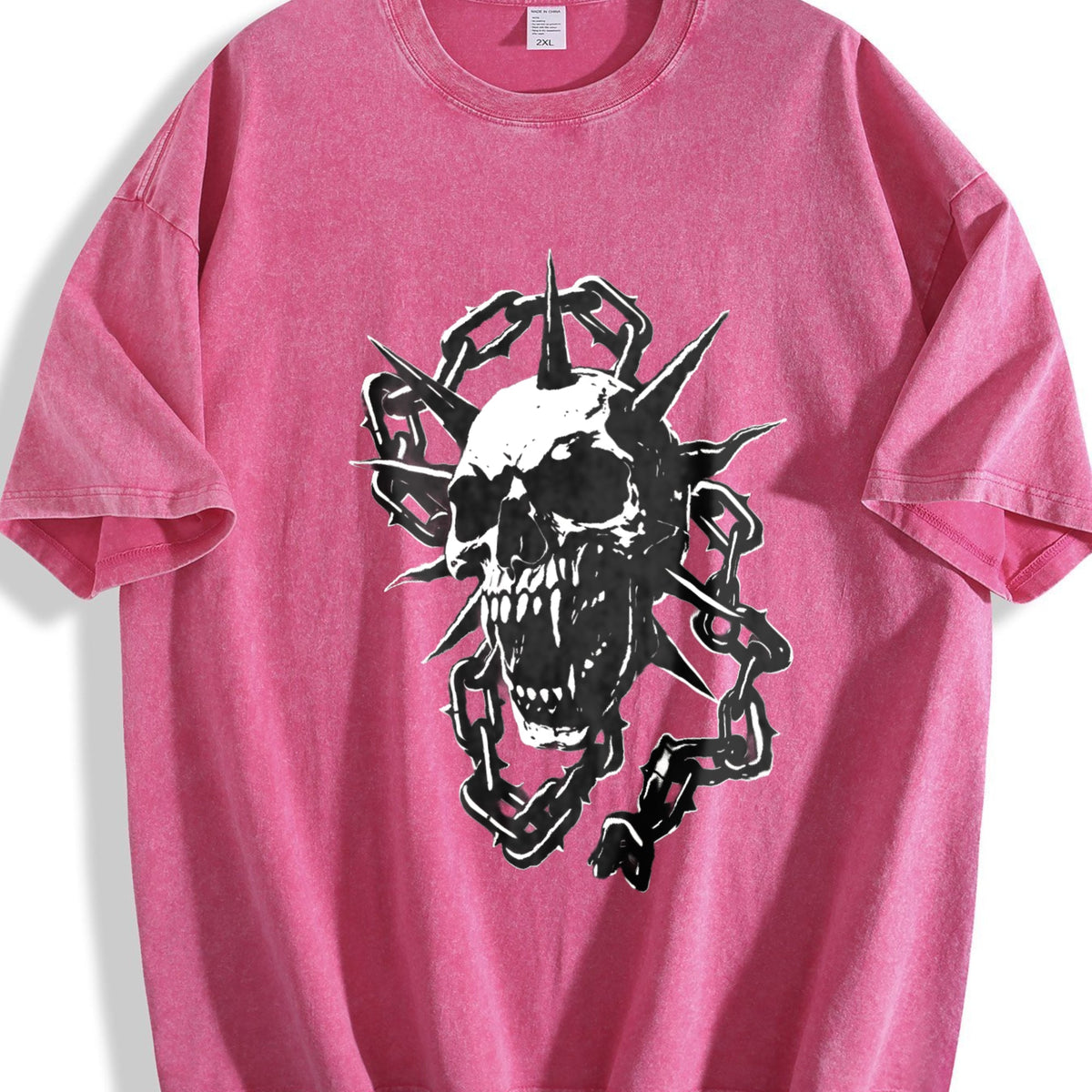 Spiked Skull Chains Vintage Washed T-Shirt product image 7