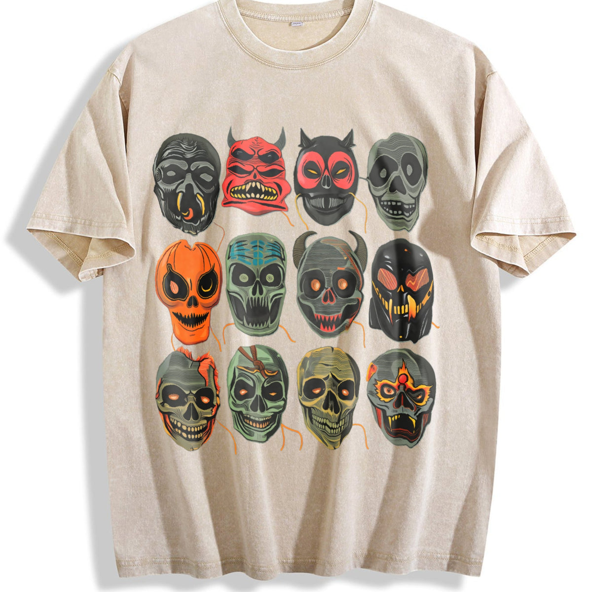 Halloween Scary Masks 90s Vintage Washed T-Shirt product image 1