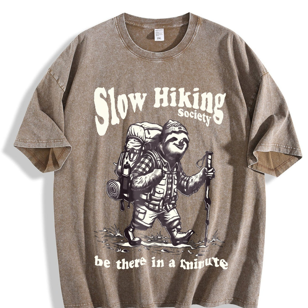 Slow Hiking Society Sloth Hiker Vintage Washed T-Shirt product image 3