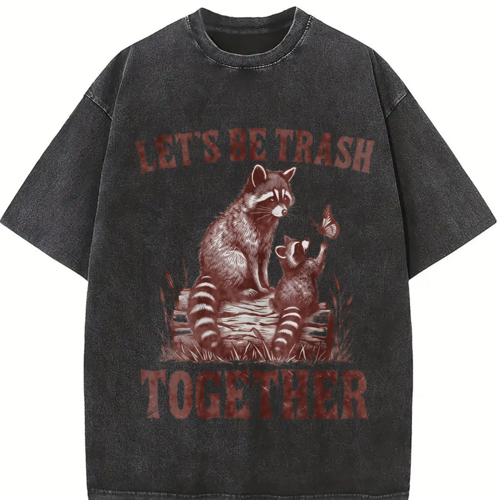 Let's Be Trash Together Raccoon 90s Vintage Washed T-Shirt product image 2