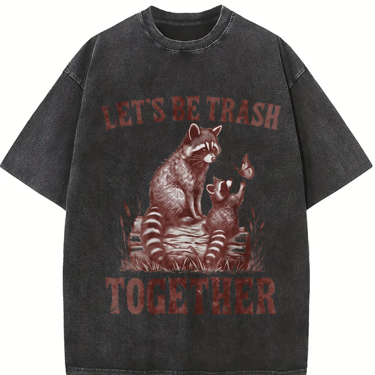 Let's Be Trash Together Raccoon 90s Vintage Washed T-Shirt product image 2