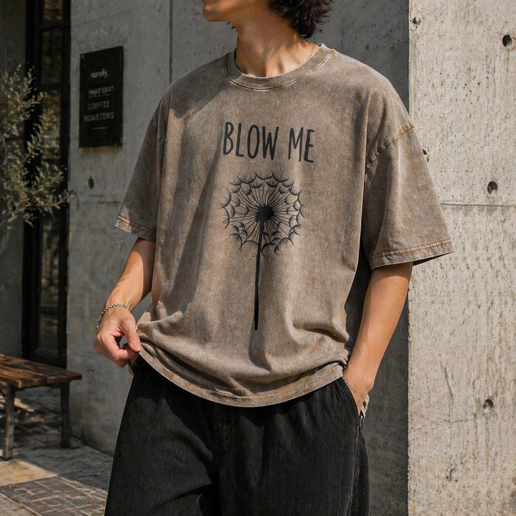 Funny Blow Me Dandelion Flower Puff Quote Vintage Washed product image 10