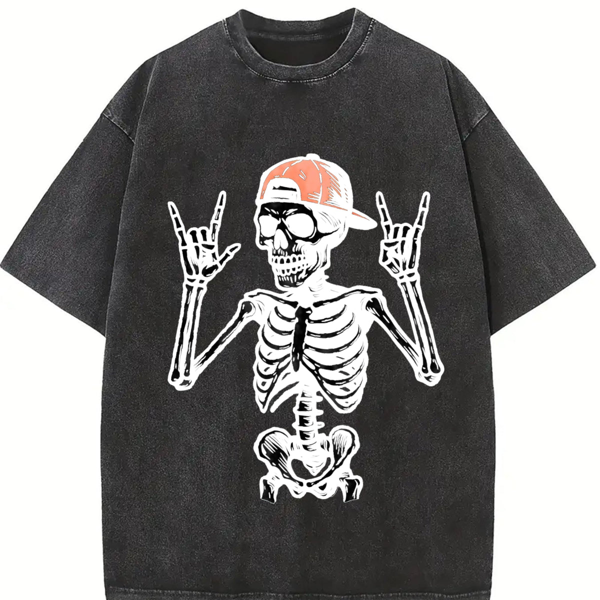 Rock And Roll Skeleton Vintage Washed T-Shirt product image 2