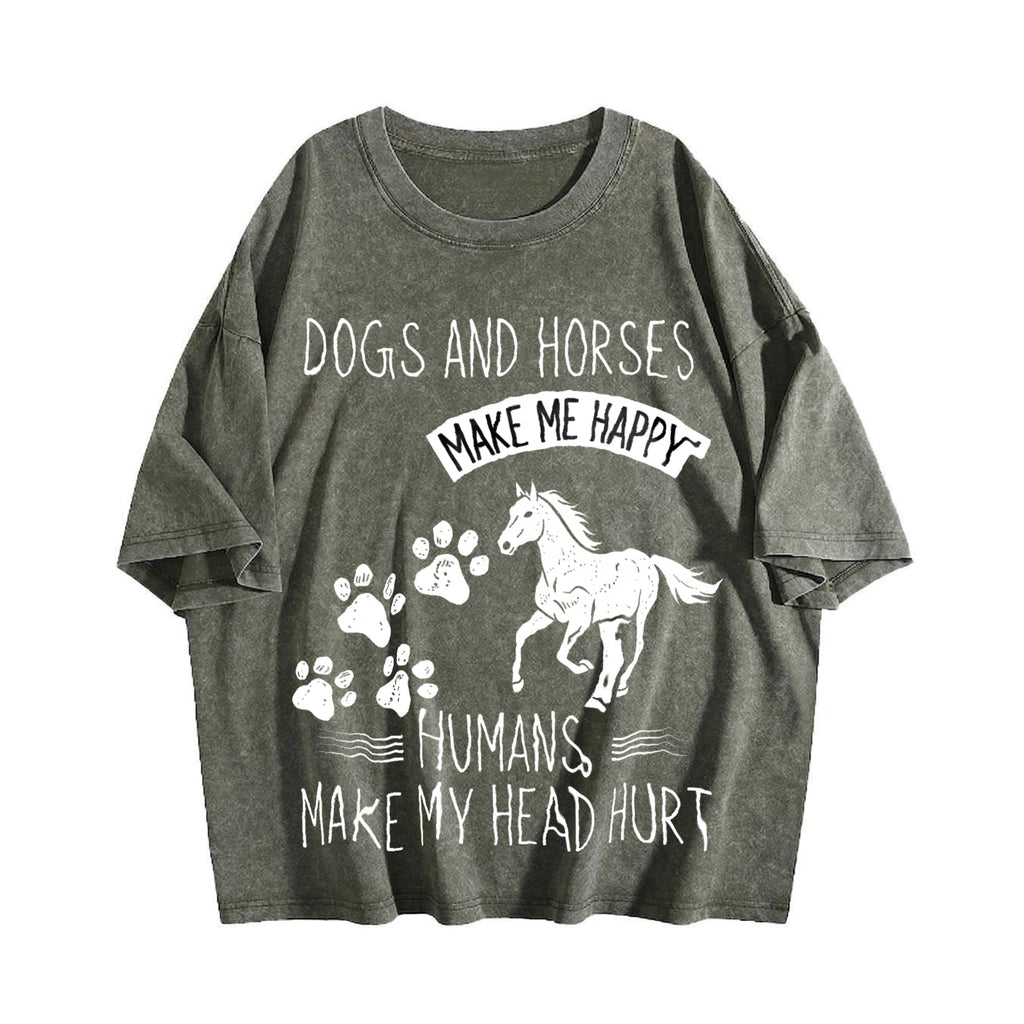 Dogs And Horses Vintage Washed T-Shirt product image 4