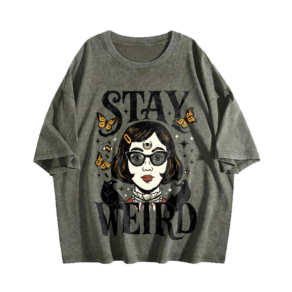 Stay Weird Witchy Girl Vintage Washed T-Shirt product image 4