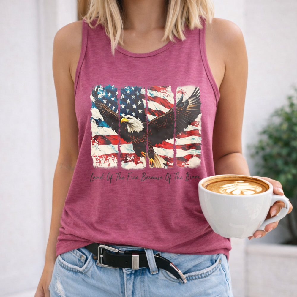 Land Of The Free Because Of The Brave Fourth Of July Women's Tank Top
