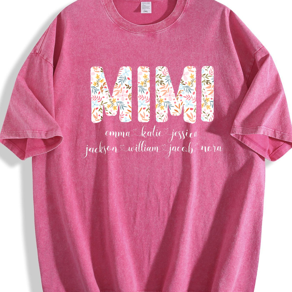 Mimi With Grandkids Names Vintage Washed T-Shirt product image 7