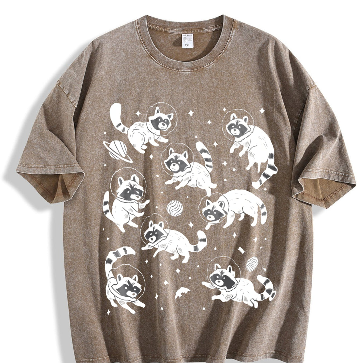 Raccoon In Space 90s Vintage Washed T-Shirt product image 3