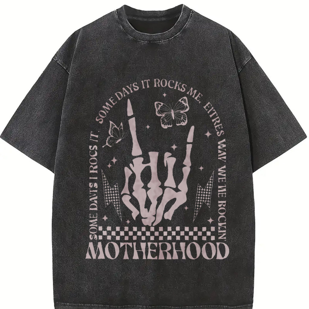 Motherhood Rock Skeleton Vintage Washed T-Shirt product image 2