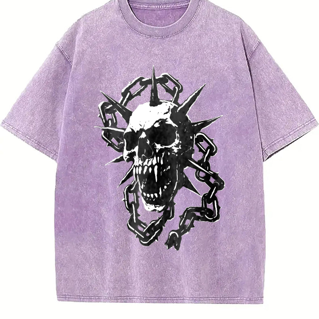 Spiked Skull Chains Vintage Washed T-Shirt product image 6