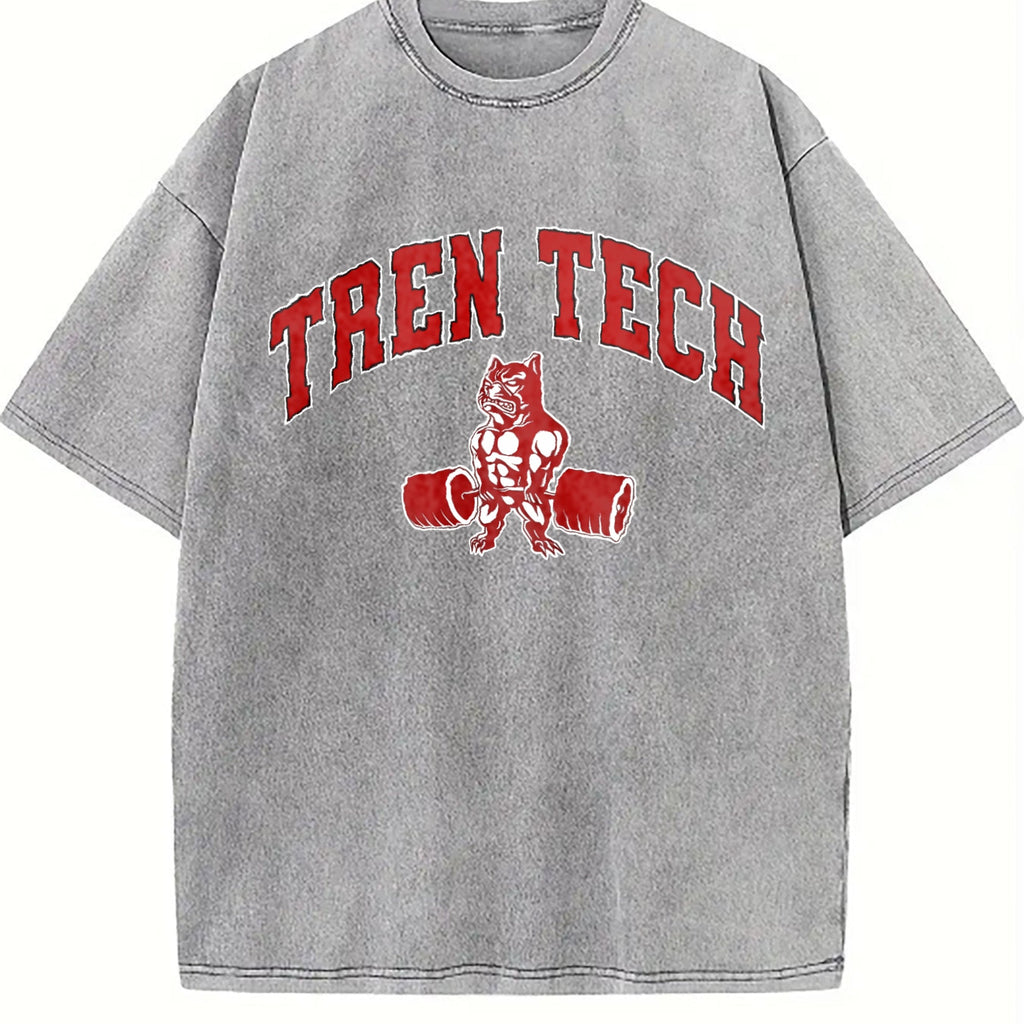 Tren Tech Muscular Bulldog Weightlifting Vintage Washed product image 5