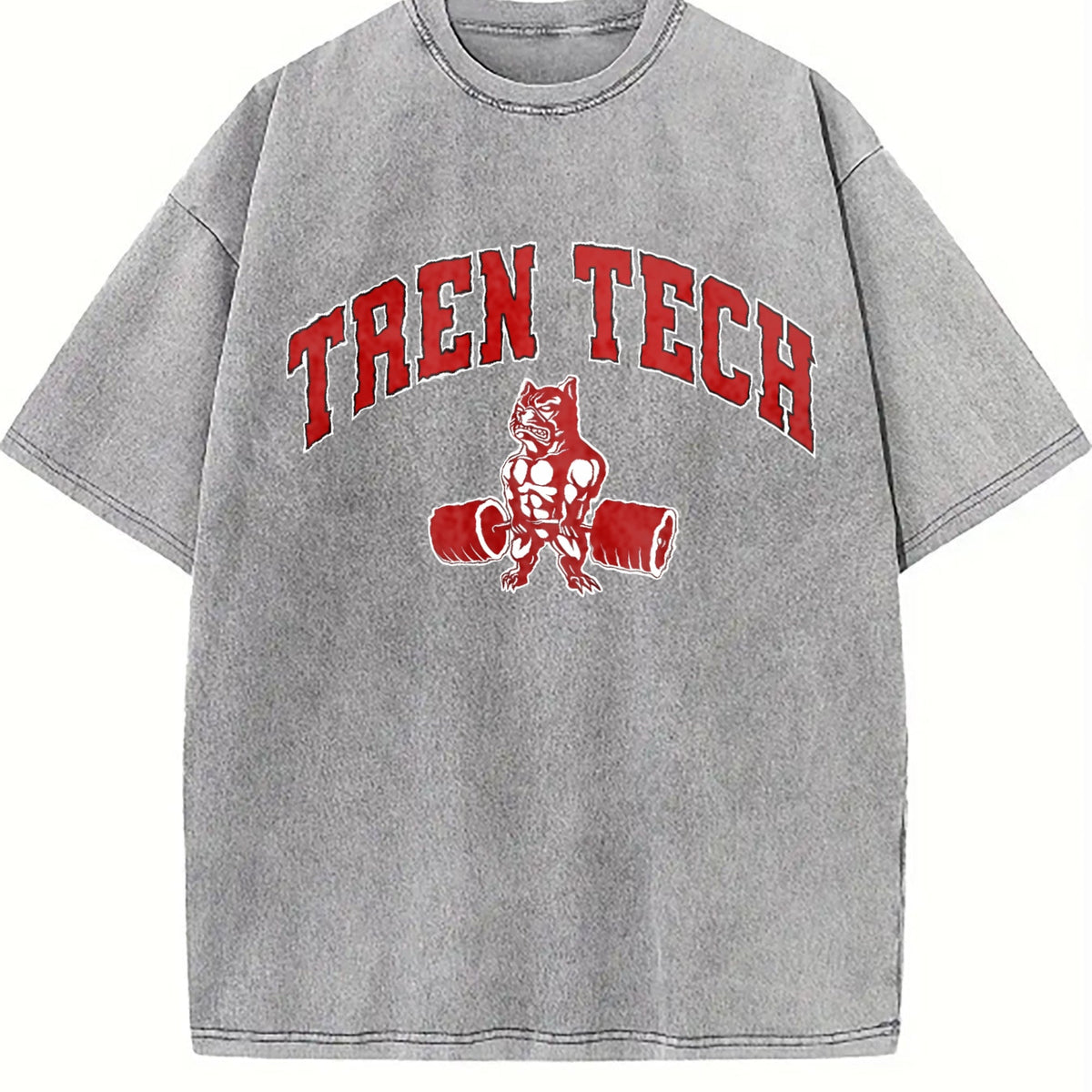 Tren Tech Muscular Bulldog Weightlifting Vintage Washed product image 5
