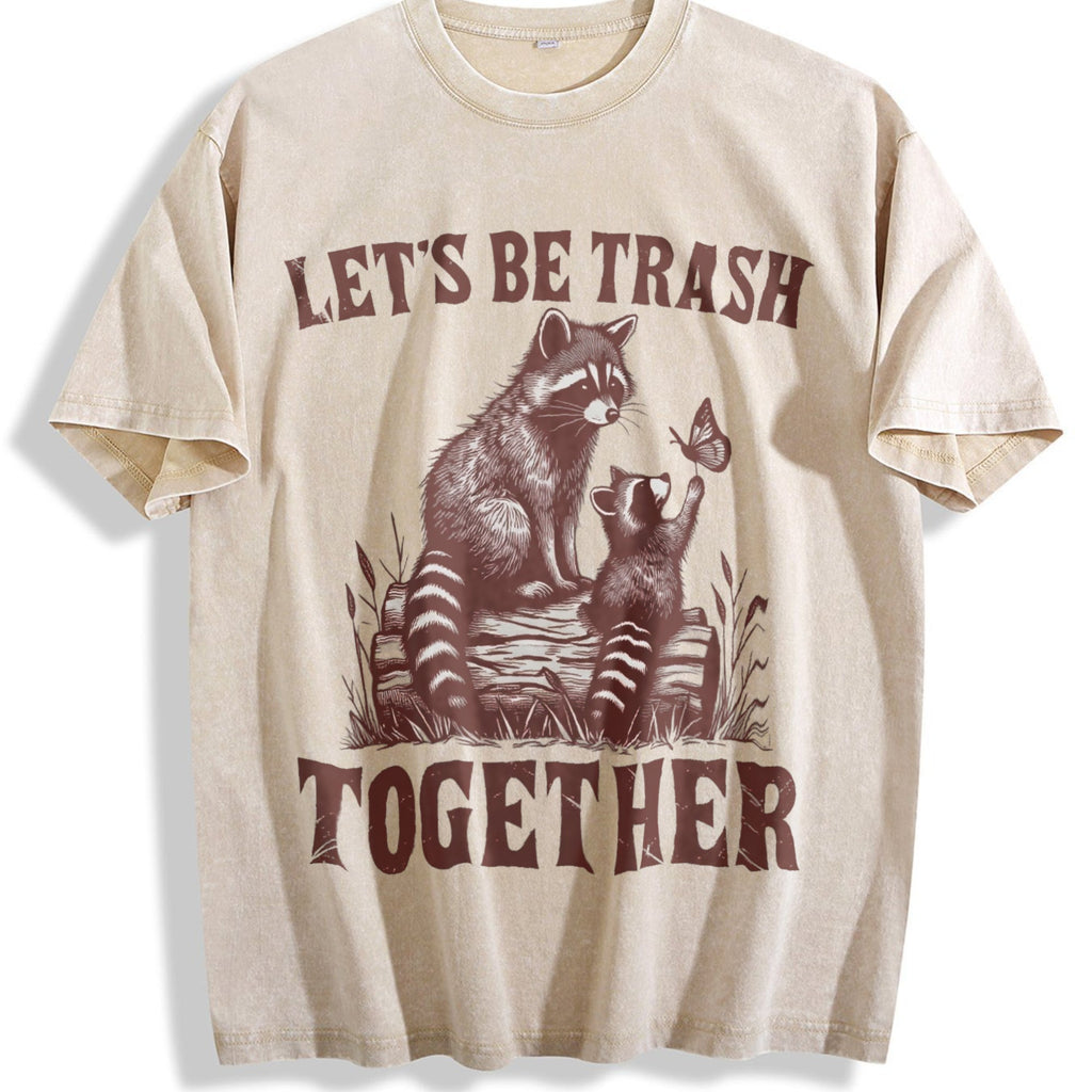 Let's Be Trash Together Raccoon 90s Vintage Washed T-Shirt product image 1