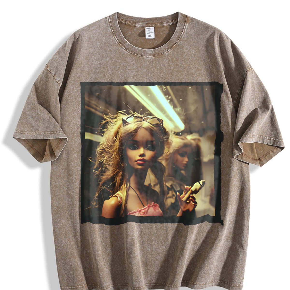 Doll Portrait with Sunglasses Vintage Washed T-Shirt product image 3