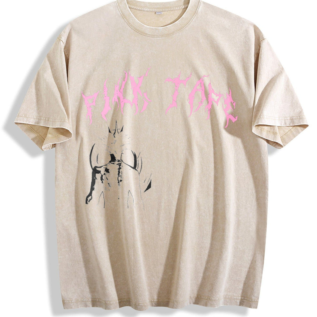 Pink Tape Gothic Letter & Demon Drawstring Shorts Vintage product image 1