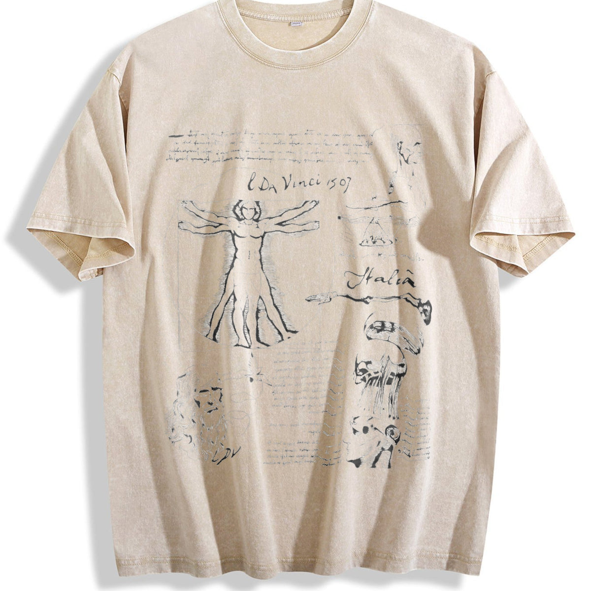 Da Vinci Vitruvian Man Vintage Washed T-Shirt product image 1