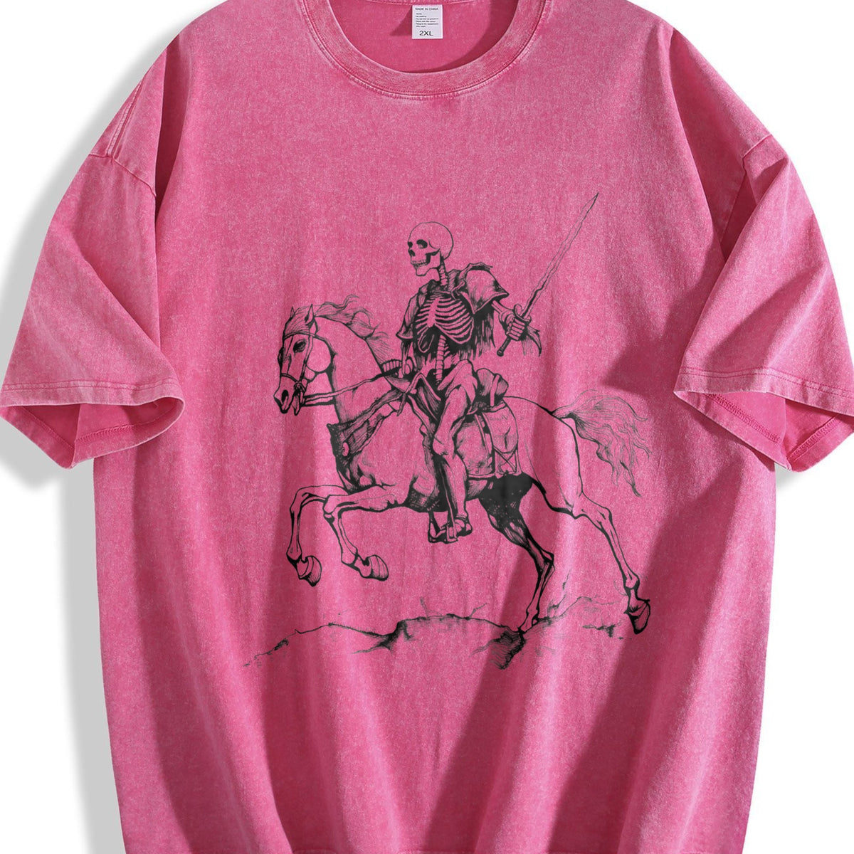 Skeleton Riding Horse 90s Vintage Washed T-Shirt product image 7
