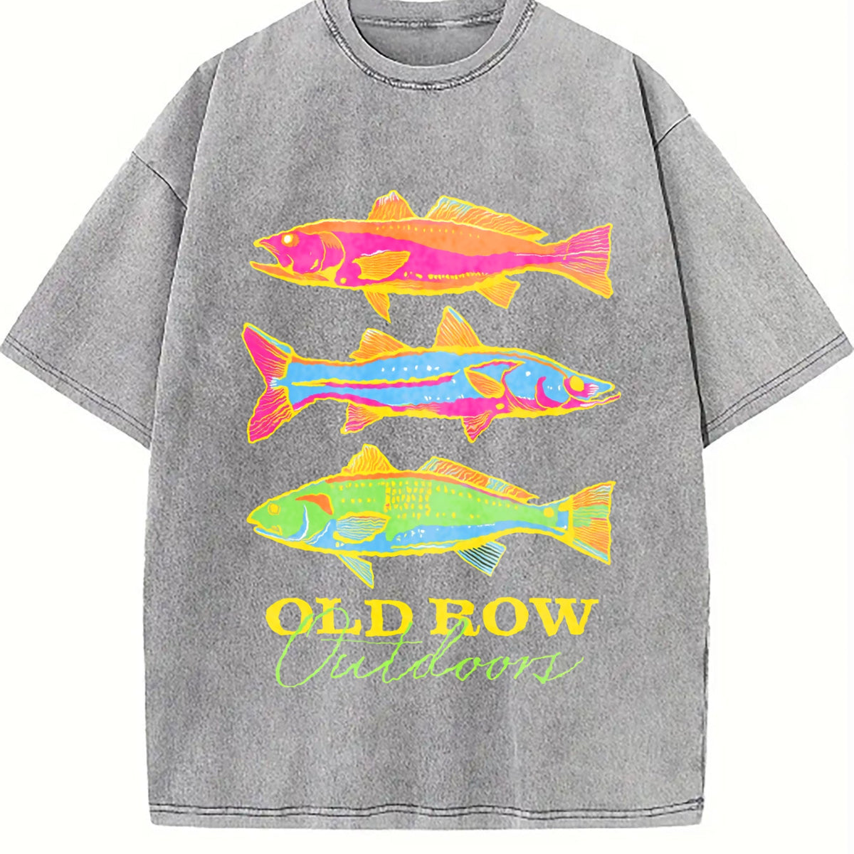 Summer Old Row Outdoor Fish Vintage Washed T-Shirt product image 5