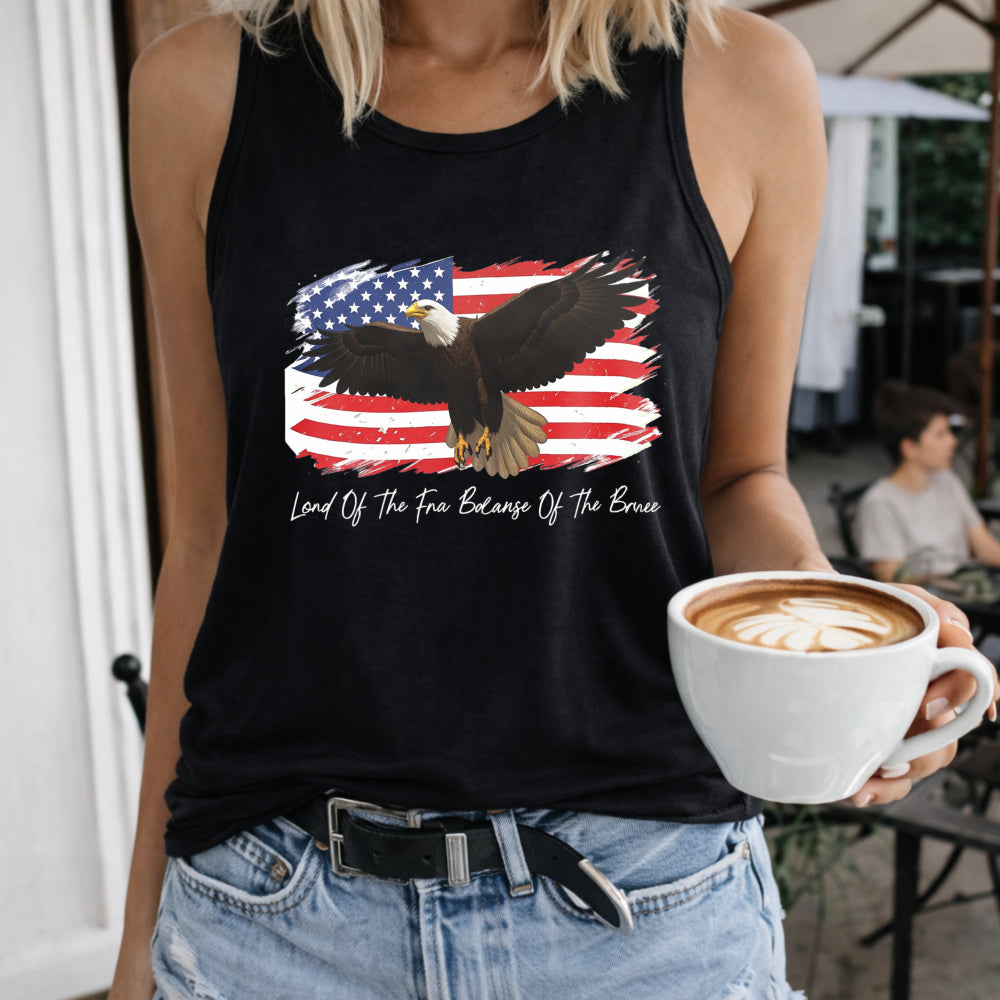 Land Of The Free Because Of The Brave Patriotic Eagle Women's Tank Top