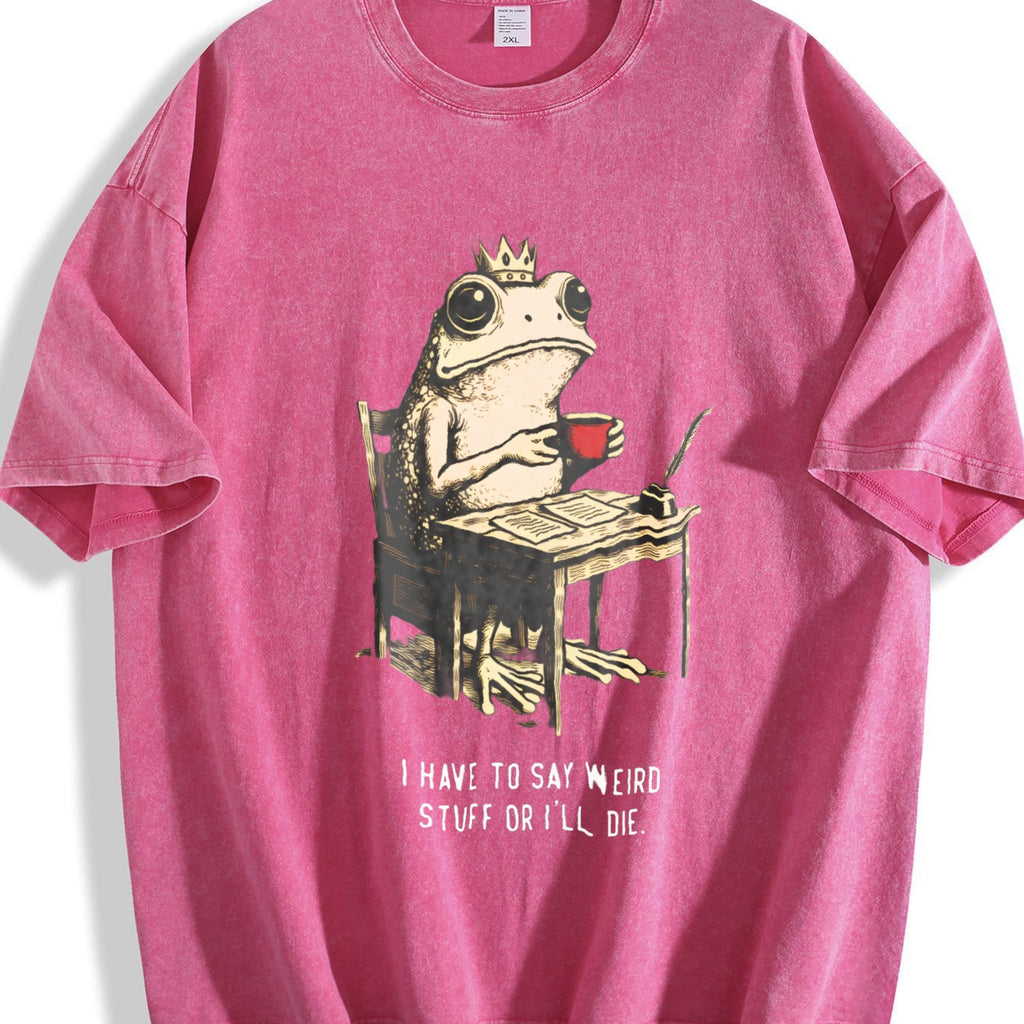 Frog Prince Says Weird Stuff Vintage Washed T-Shirt product image 7