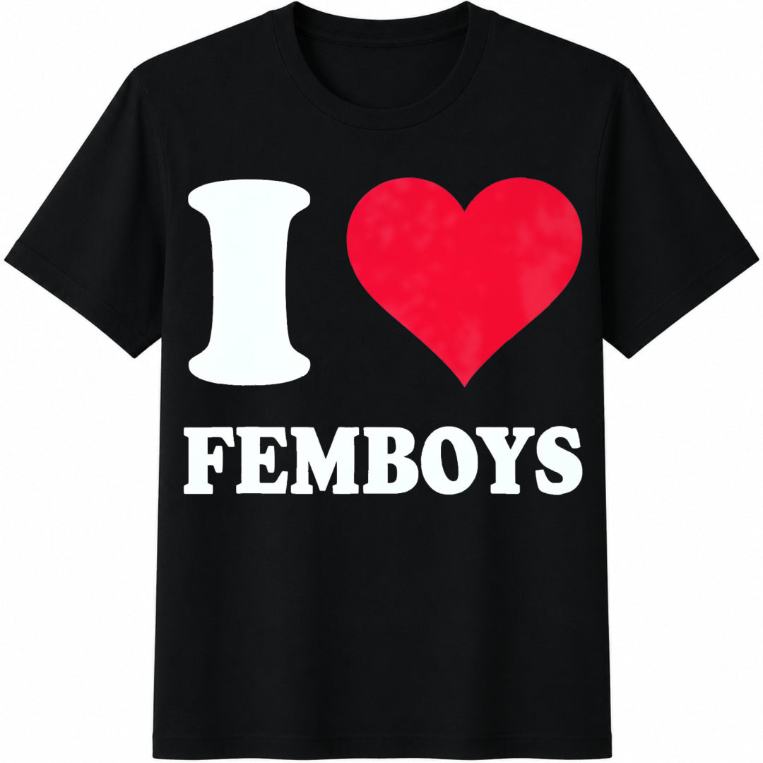 Red Heart I Love Femboys Cotton T-Shirt product image 1