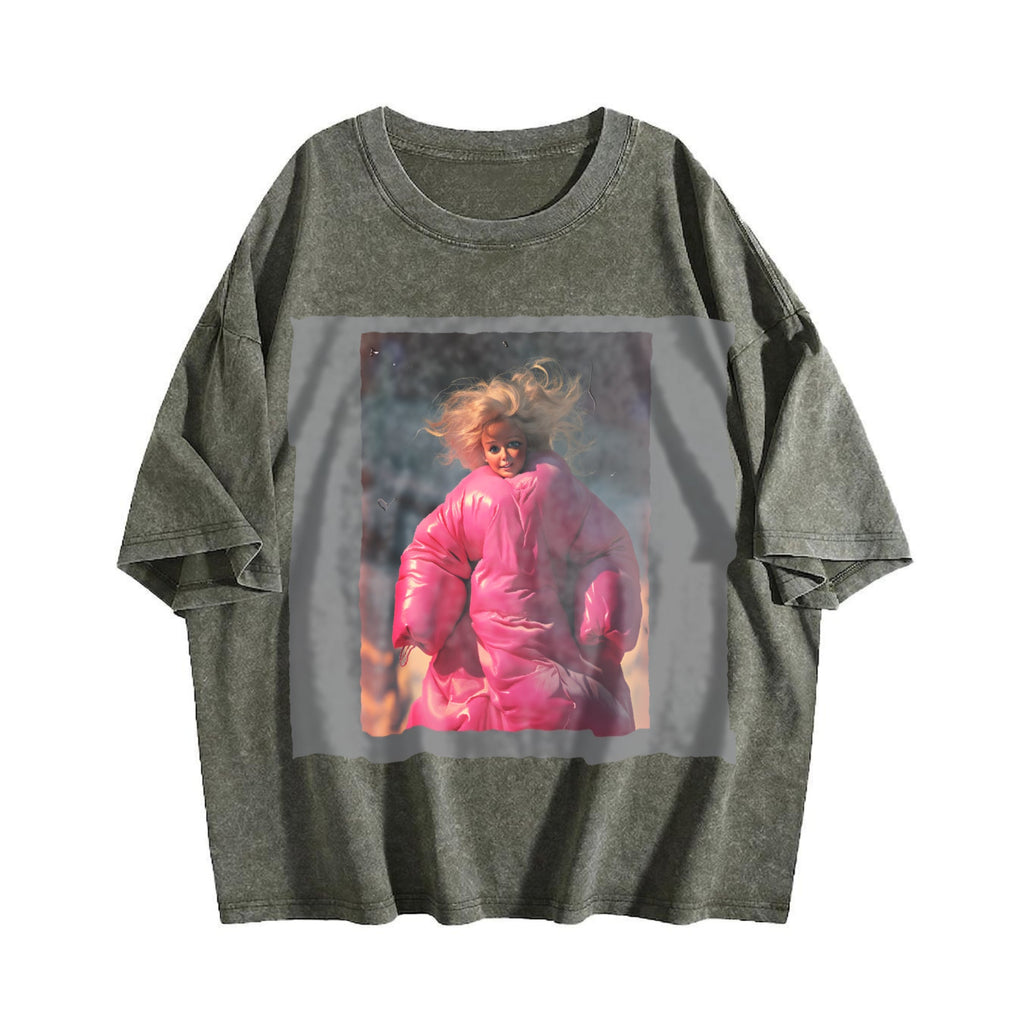 Doll in Pink with Flames Vintage Washed T-Shirt product image 4