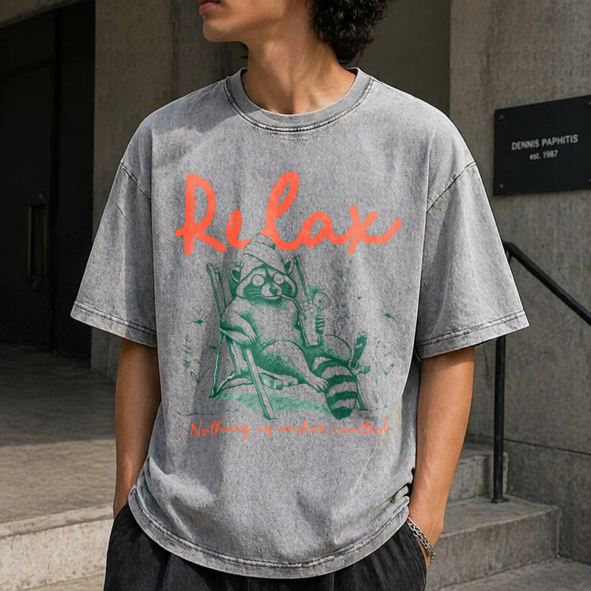 Chill Raccoon Vintage Washed T-Shirt product image 5