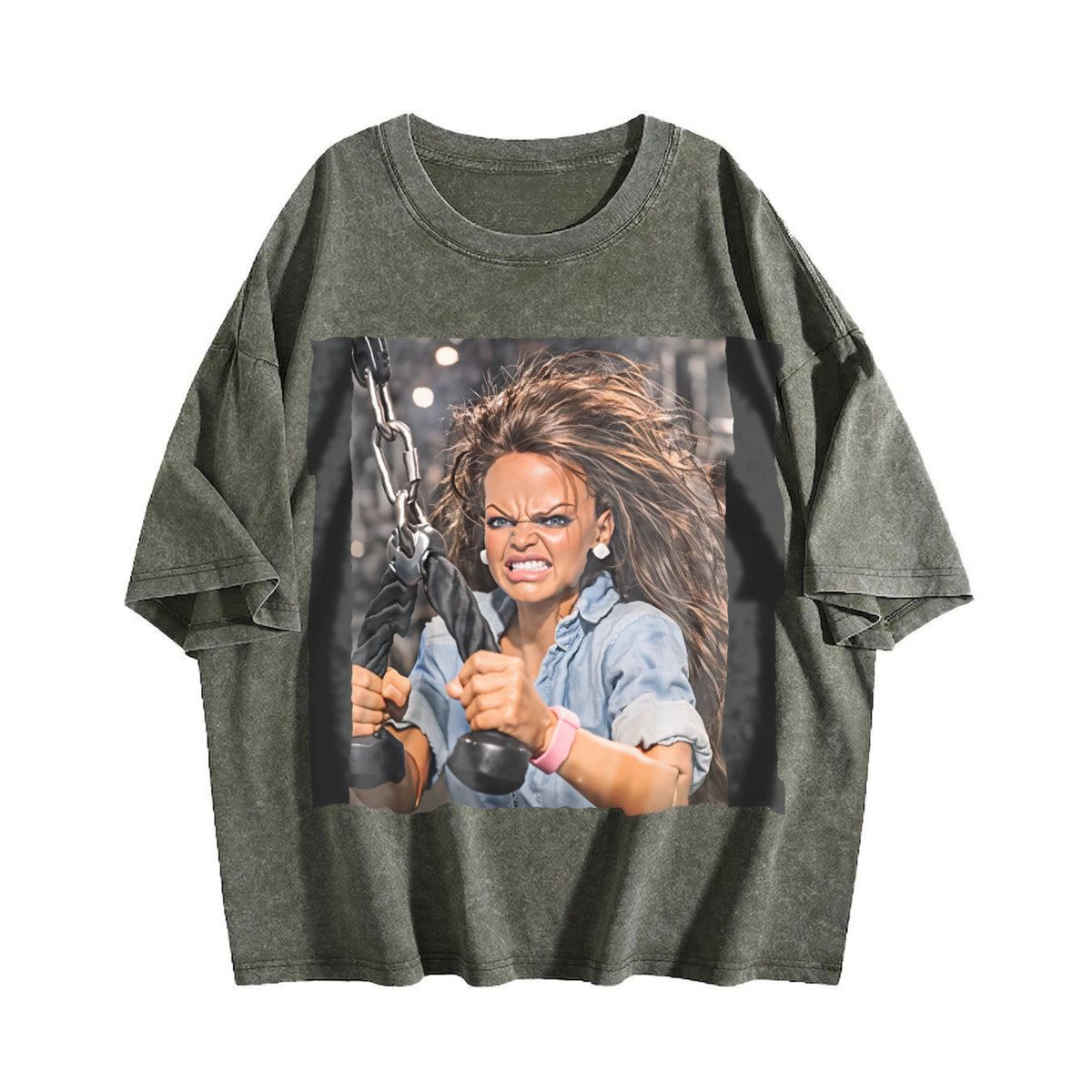 Angry Doll at the Gym Vintage Washed T-Shirt product image 4