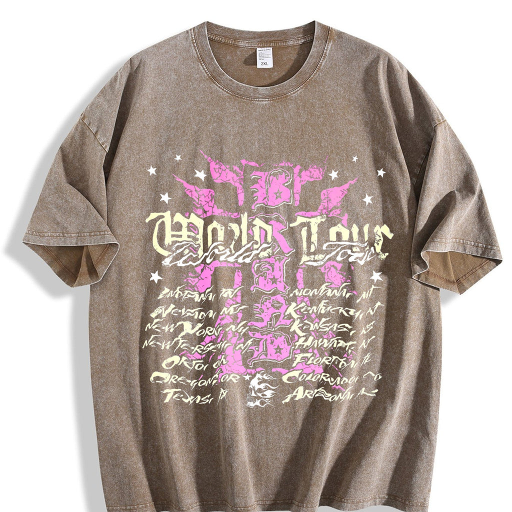 Easelby World Tour Black Grunge Vintage Washed T-Shirt product image 3