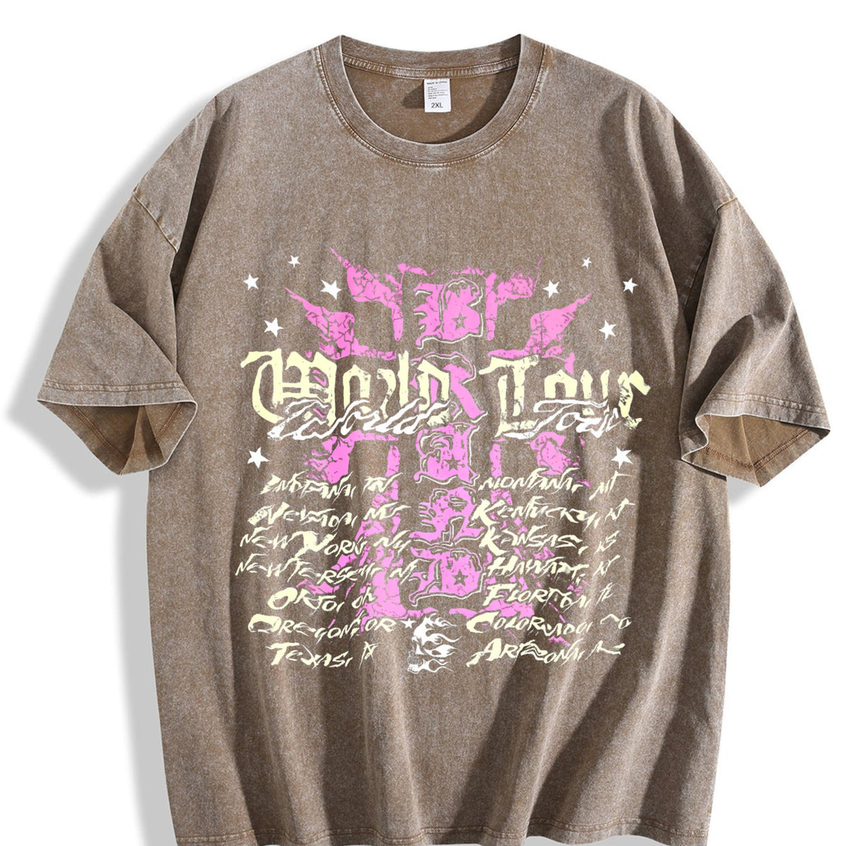 Easelby World Tour Black Grunge Vintage Washed T-Shirt product image 3