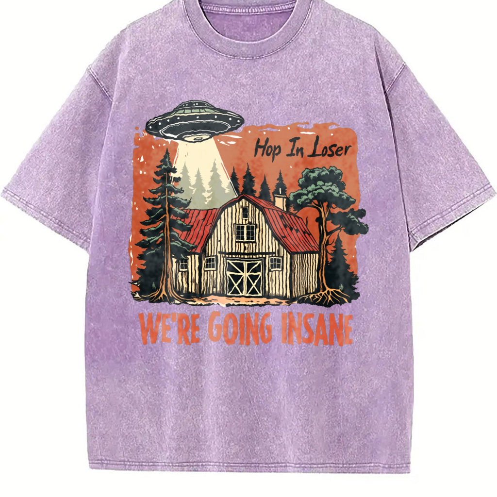 UFO Get In Loser We're Going Insane Y2K Vintage Washed product image 6