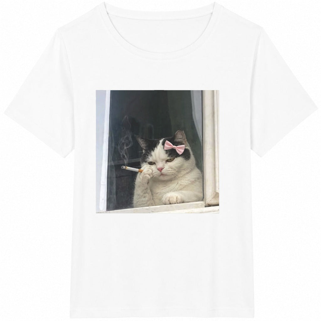 Funny Smoking Cat Cotton T-Shirt product image 2