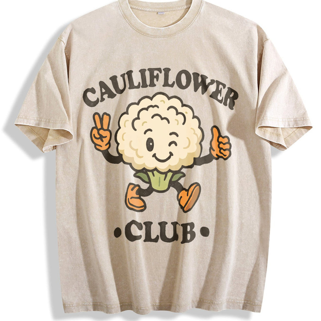 Cauliflower Club Funny Veggie Lover Cartoon Vintage Washed product image 1