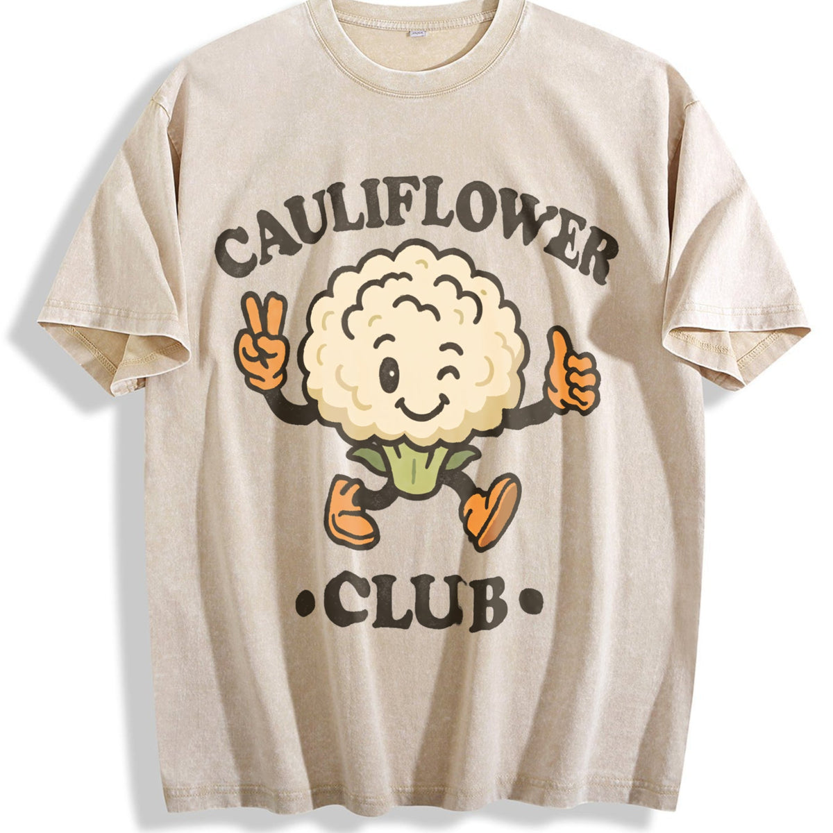 Cauliflower Club Funny Veggie Lover Cartoon Vintage Washed product image 1