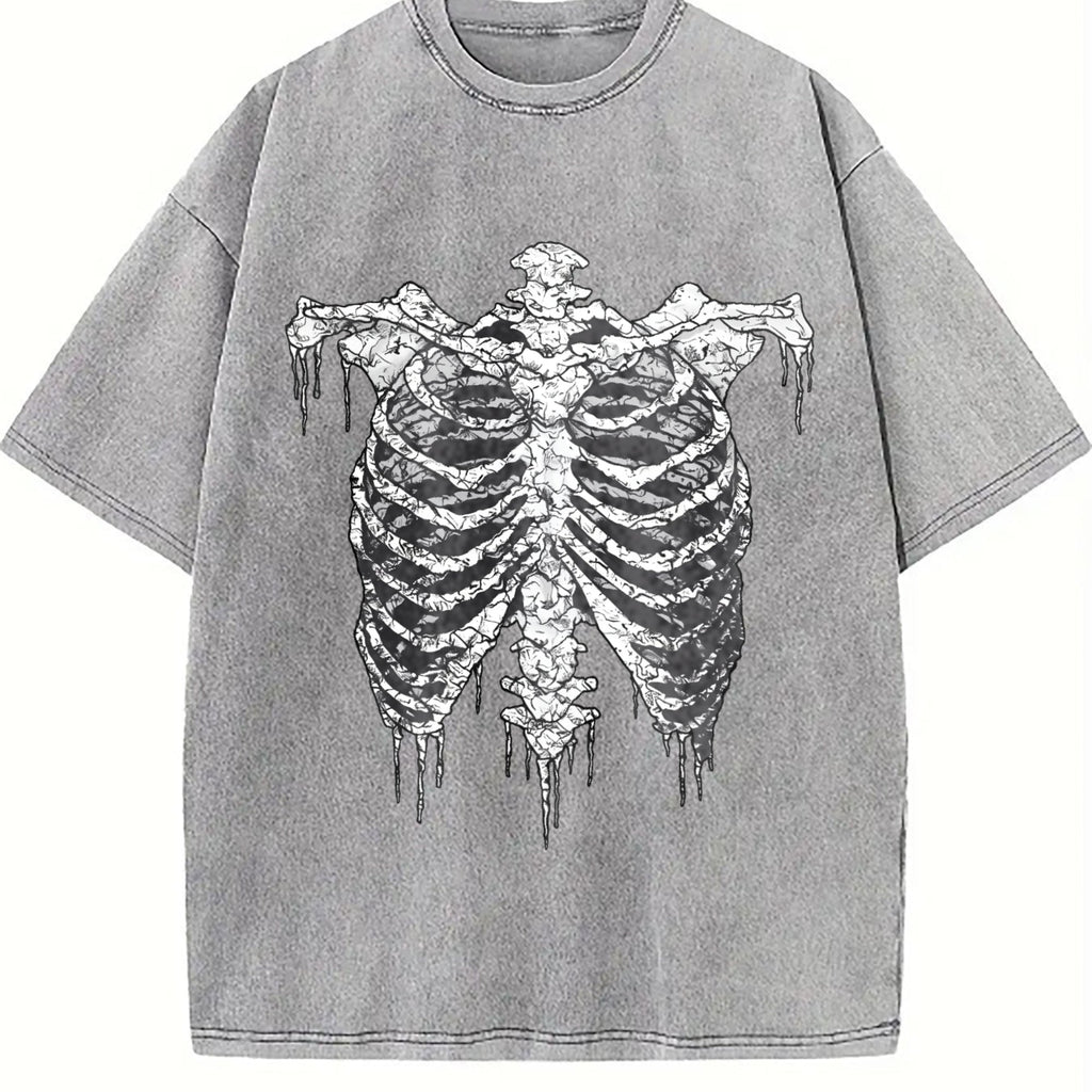 Gothic Skeleton Ribcage Drip Vintage Washed T-Shirt product image 5