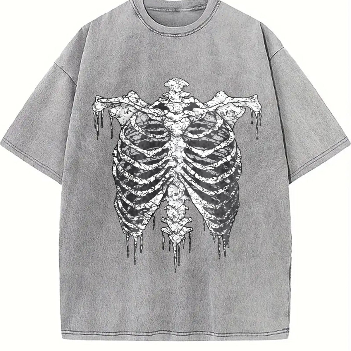Gothic Skeleton Ribcage Drip Vintage Washed T-Shirt product image 5