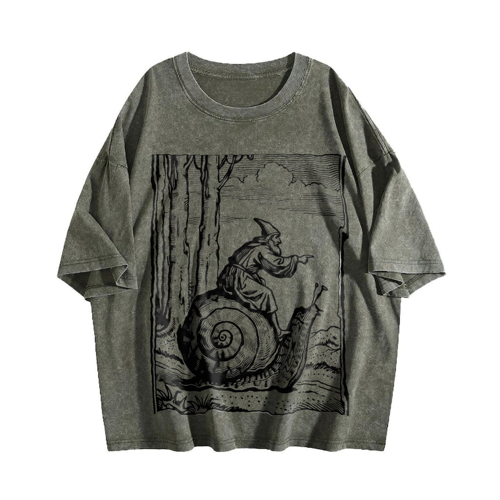 Medieval Snail Rider Vintage Washed T-Shirt product image 4