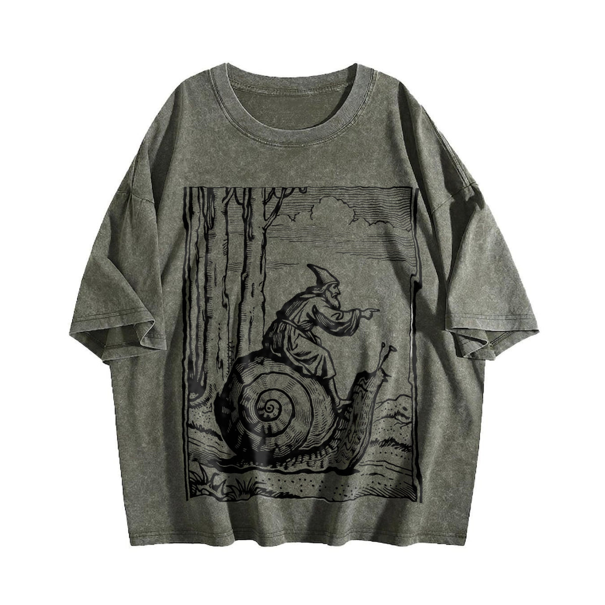 Medieval Snail Rider Vintage Washed T-Shirt product image 4
