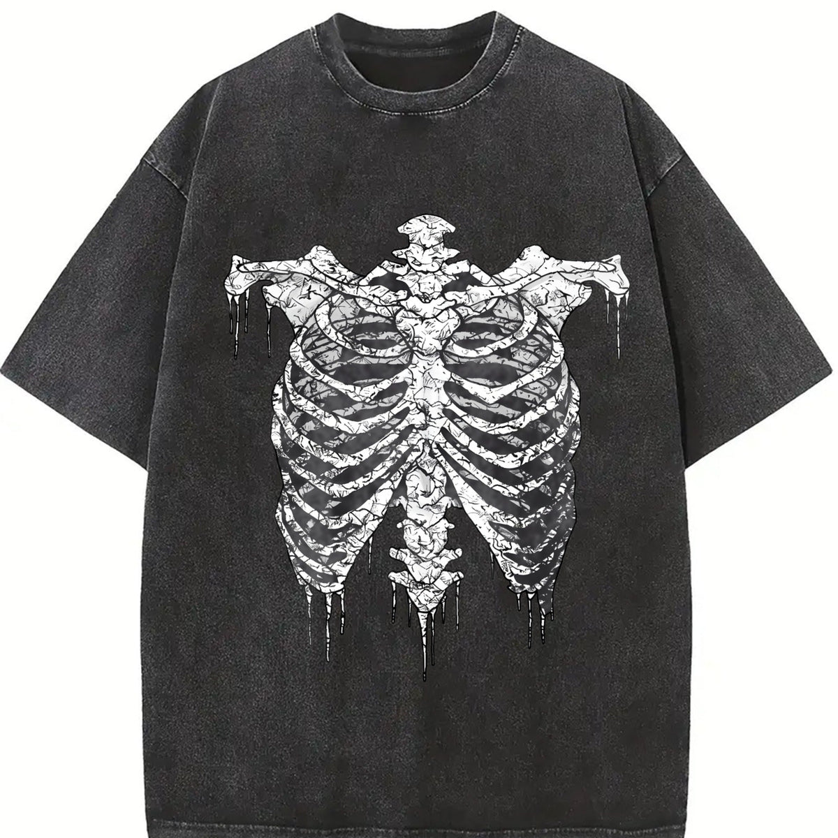 Gothic Skeleton Ribcage Drip Vintage Washed T-Shirt product image 2