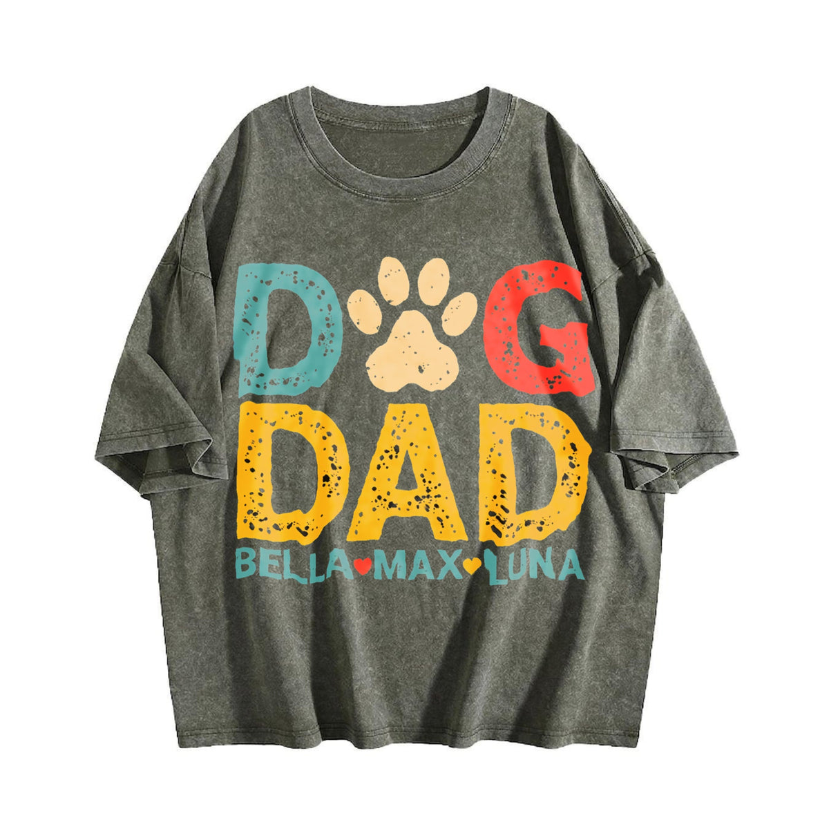 Dog Dad With Names Vintage Washed T-Shirt product image 4