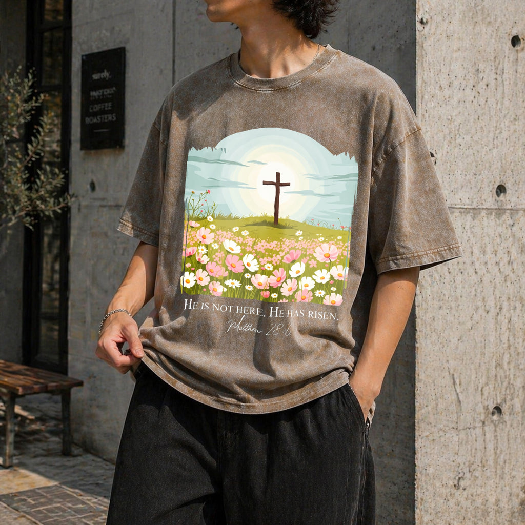 Christian Easter He Is Risen Vintage Washed T-Shirt product image 10