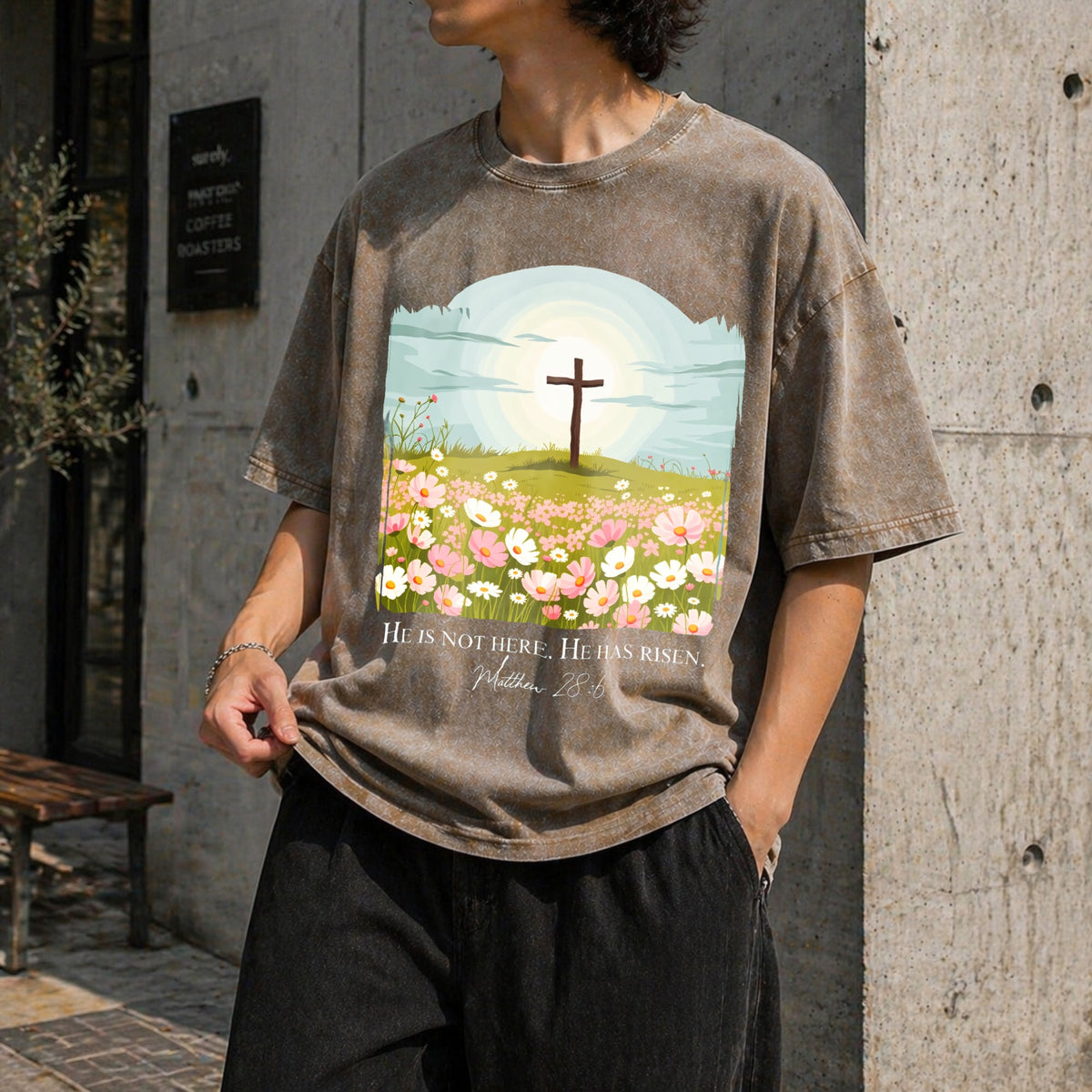 Christian Easter He Is Risen Vintage Washed T-Shirt product image 10