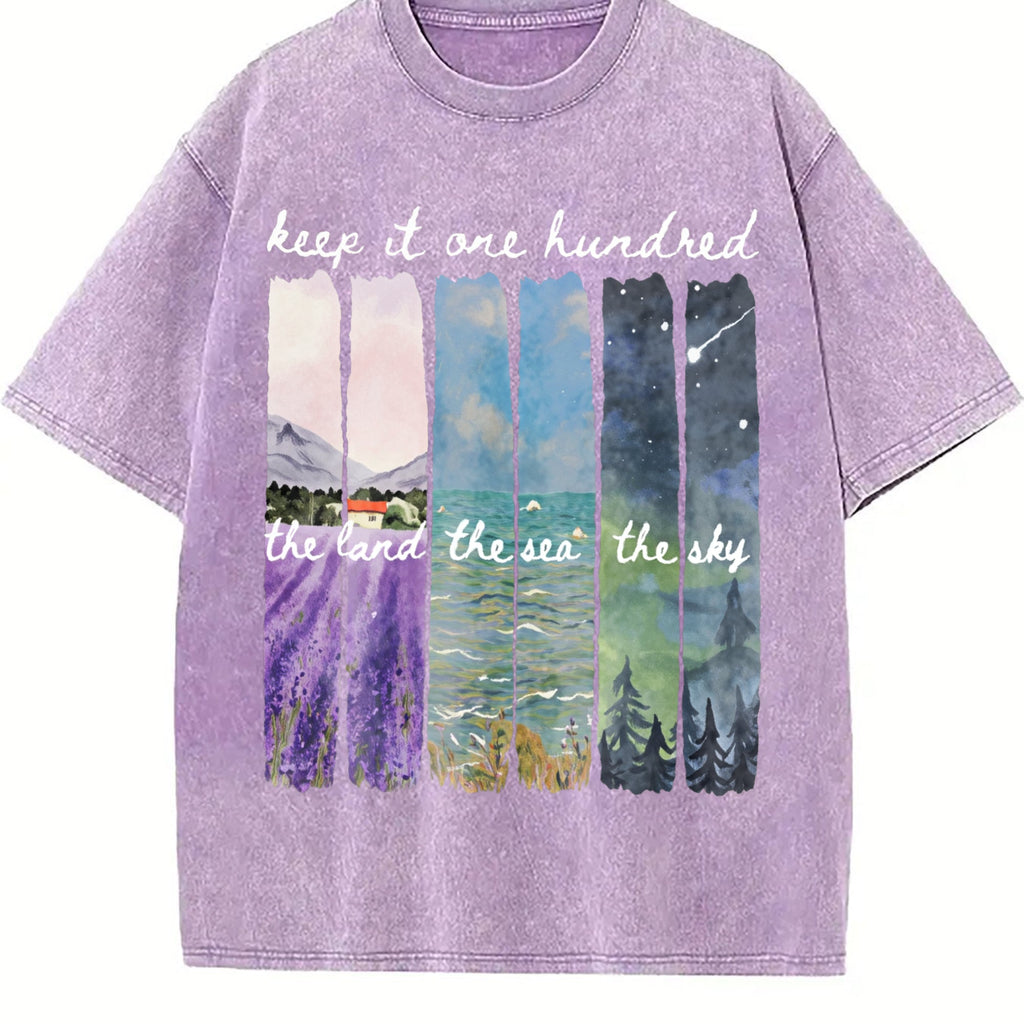 Keep It One Hundred Land Sea Sky Vintage Washed T-Shirt product image 6