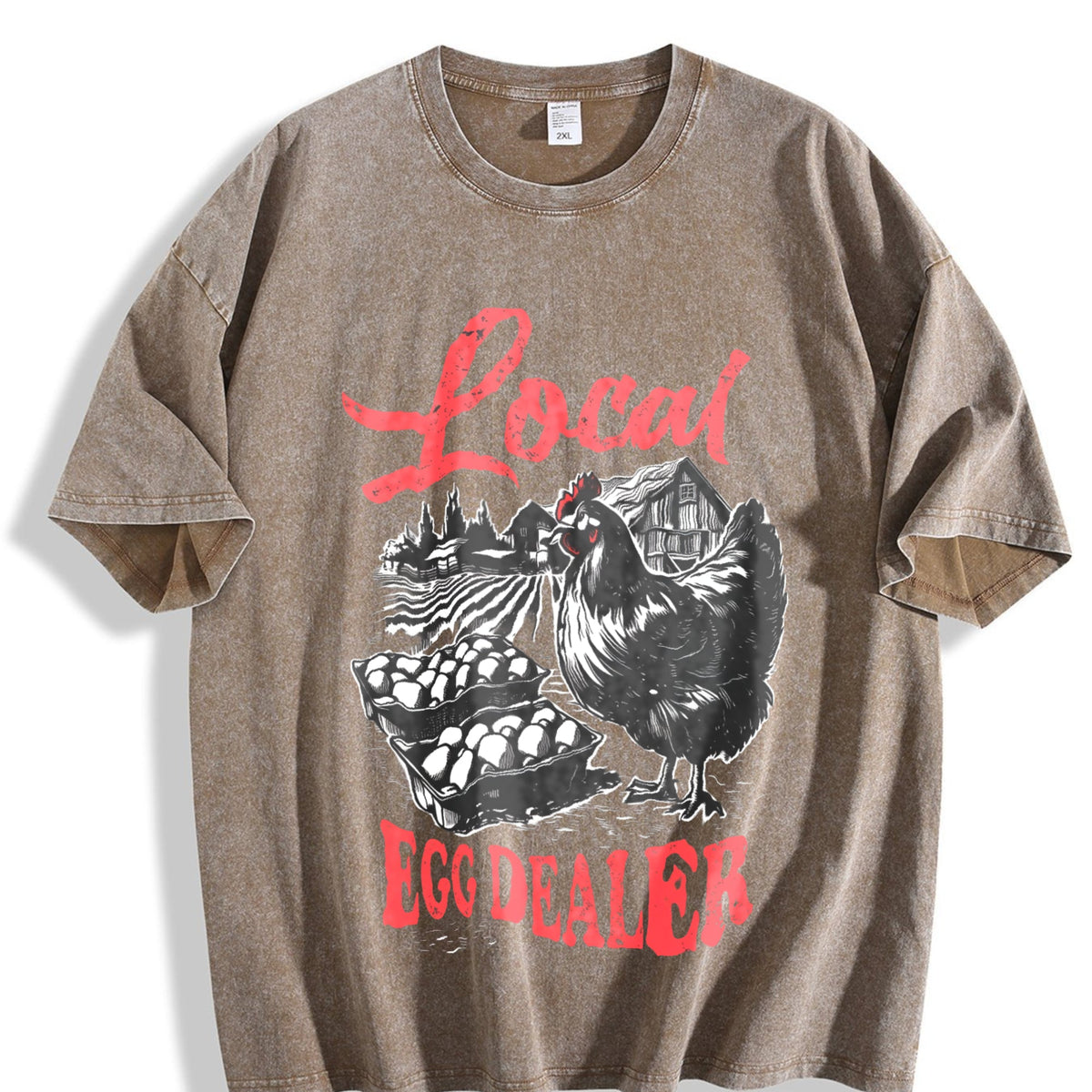 Local Egg Dealer Funny Chicken 90s Vintage Washed T-Shirt product image 3