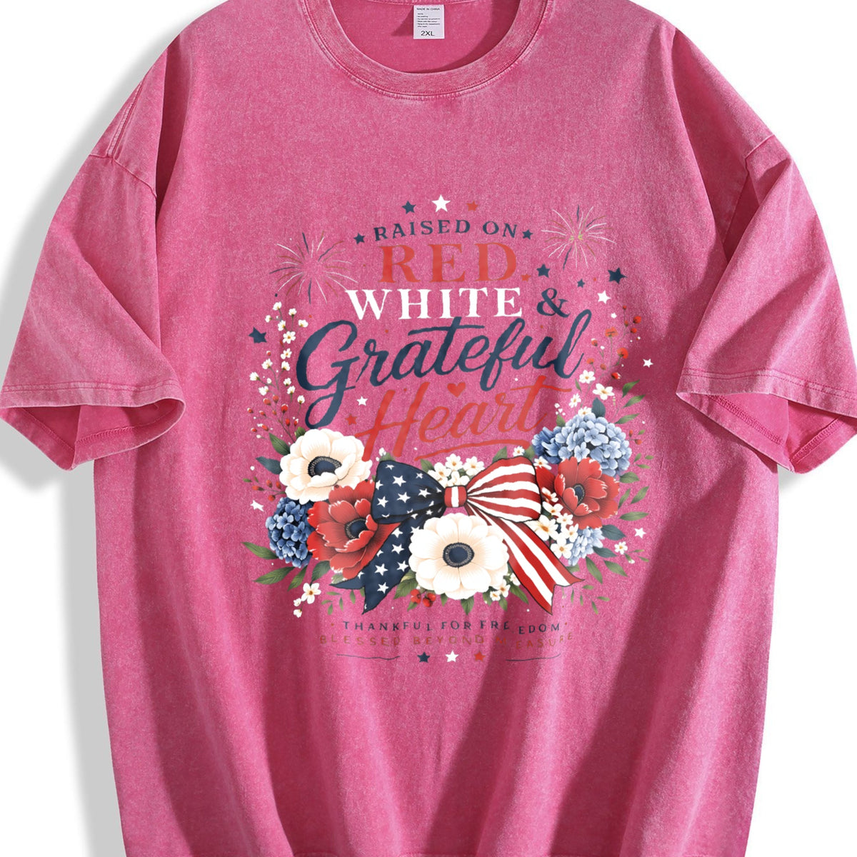 4th Of July - Red White Grateful Heart Floral Patriotic product image 7
