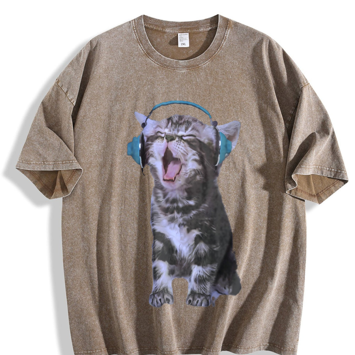 Y2K Headphones Cat Vintage Washed T-Shirt product image 3