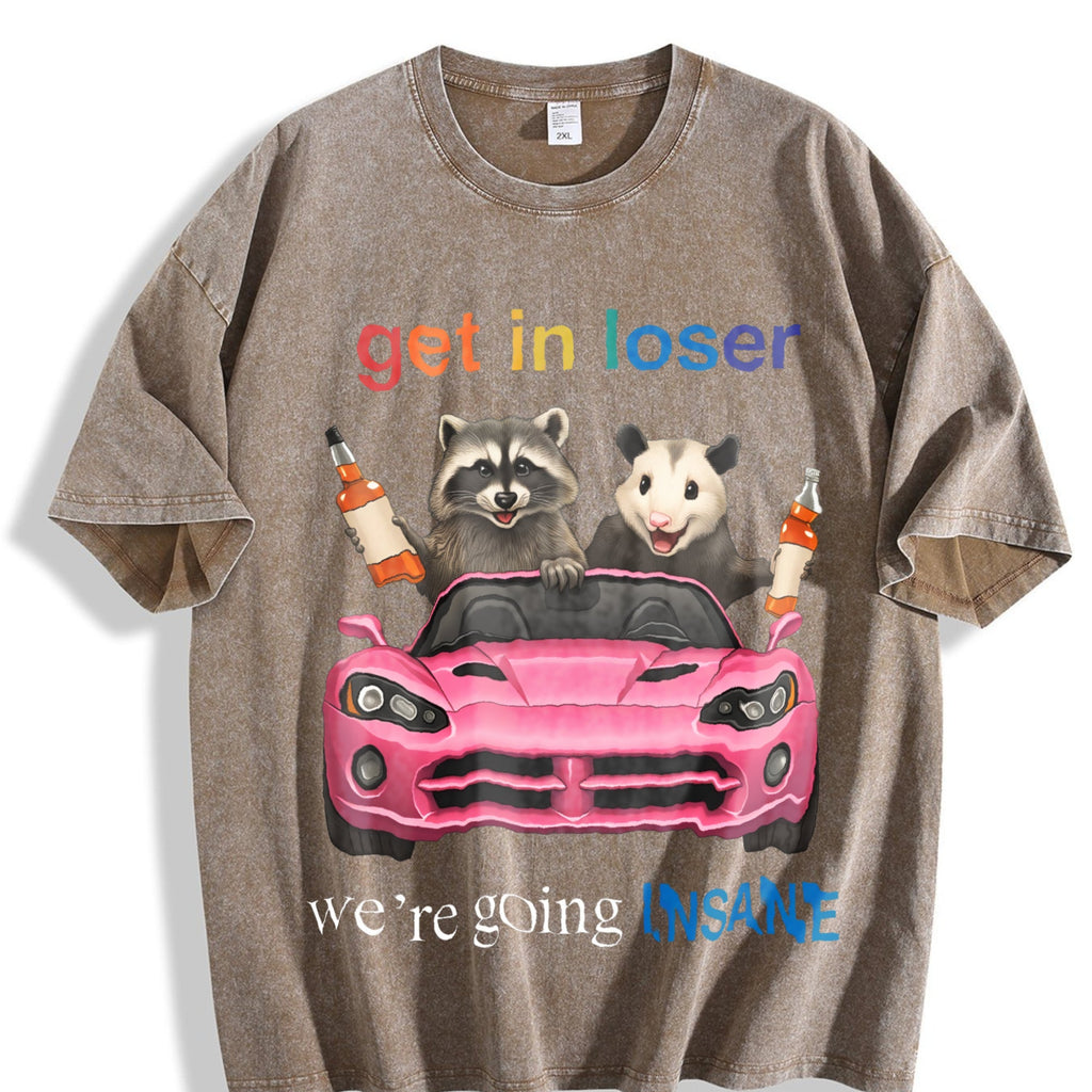 Funny Raccoon Opossum : Get In Loser Meme Vintage Washed product image 3