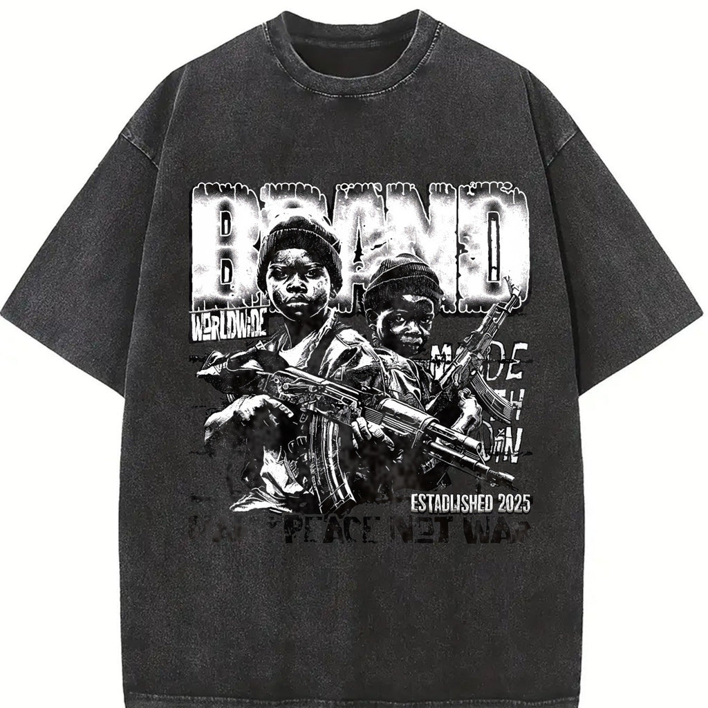Make Peace Not War Soldier Art Vintage Washed T-Shirt product image 2