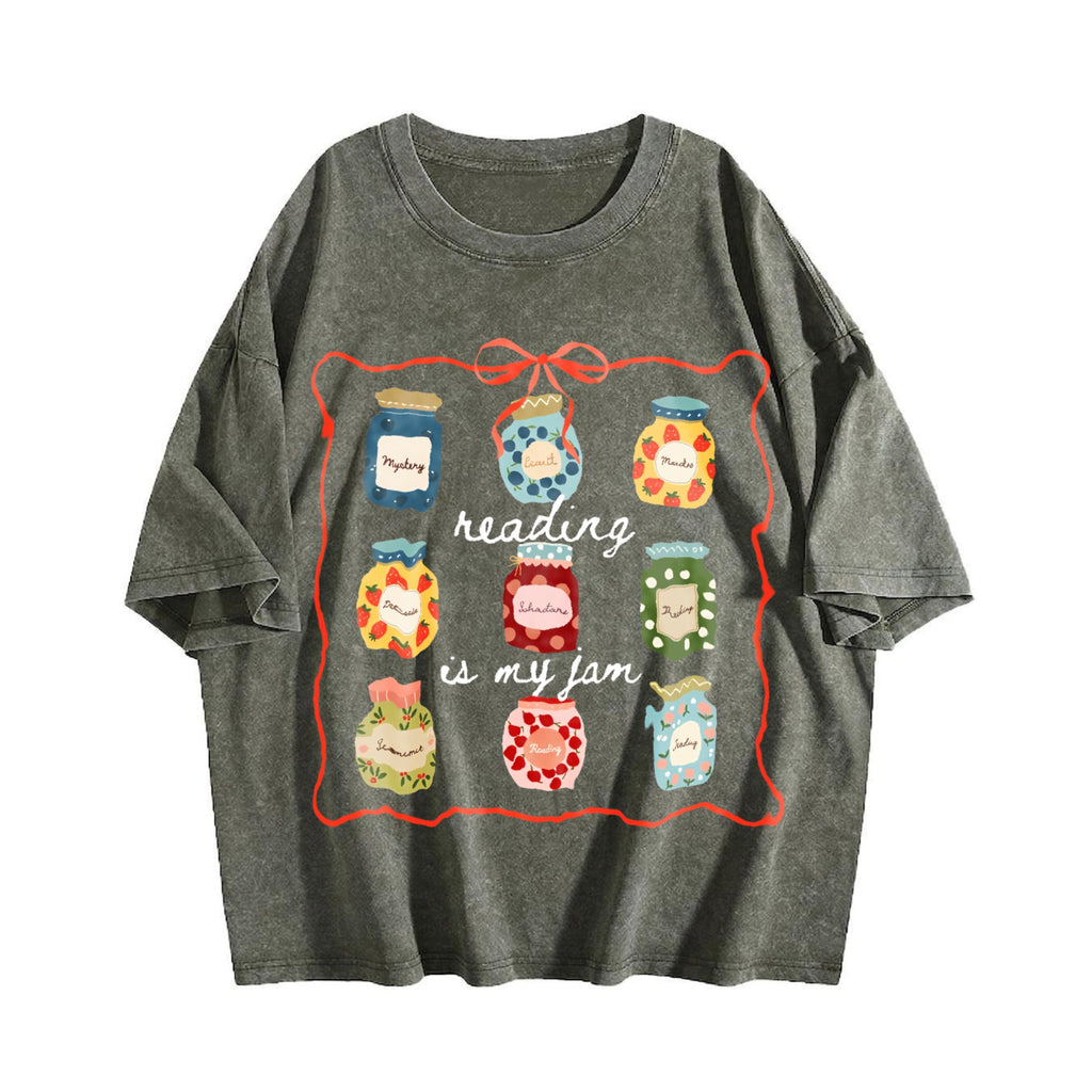 Reading Is My Jam Book Jars Vintage Washed T-Shirt product image 4