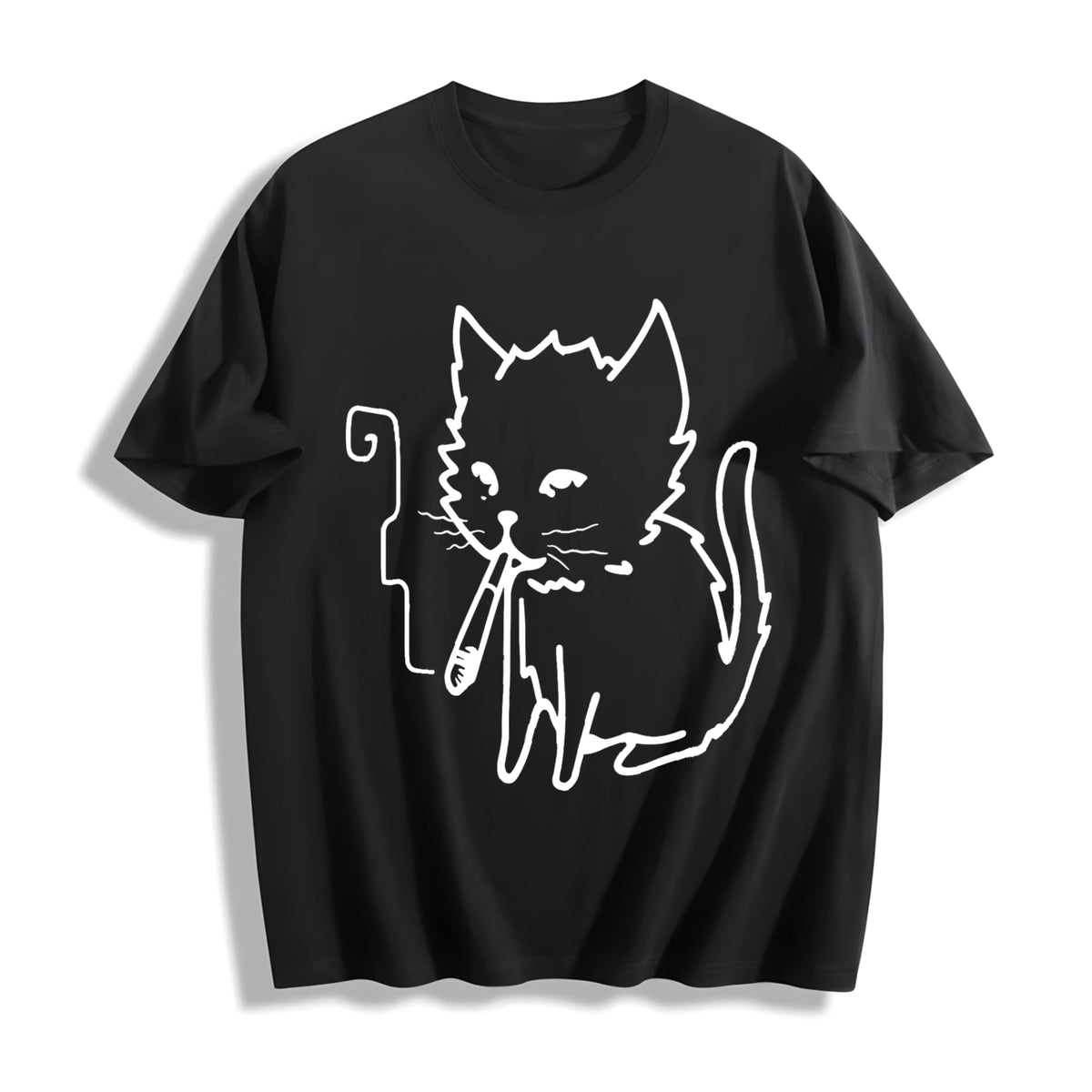 Cat Smoking Y2K Cotton T-Shirt product image 1